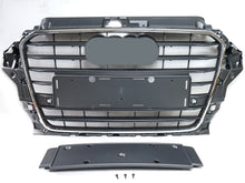 Dark Grey Front Bumper Grille w/ Chrome Frame For Audi A3 S3 8V 2014–2016