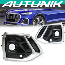 Front Fog Light Cover Grille Grill W/ ACC Hole Fit For Audi Q5 2021-2025