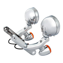 Chrome LED Spot Fog Passing Lights Lamp Turn Signals Bar Kit Fit for Harley Road King