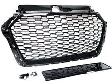 RS3 Style Front Grille for Audi A3/S3 8V 2017-2020 – Gloss Black Honeycomb