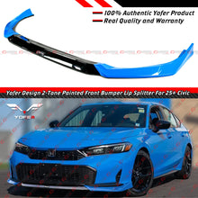 For 2025-2026 Honda Civic Yofer Boost Blue Black 2 Tone Front Bumper Lip Splitter