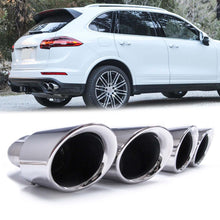 Shiny Silver Exhaust Tips Tailpipe For Porsche 958.2 Cayenne 92A 2015-2018 V6 V8 et97