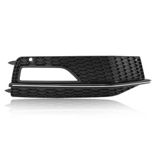 Fog Light Lamp Cover Grille Grill For Audi A4 S-line S4 2013-2015 2016 - Black with Chrome Trim