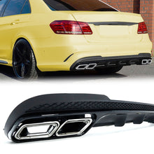 Black Diffuser & Chrome Tips for Mercedes W212 E200 E250 E300 E350 E400 E500 E550 E63 AMG Sedan 2014-2016