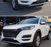 Black / Chrome Front Bumper Upper Grille Radiator Fit For Hyundai Tucson 2019-2021