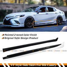 For 2018-2024 Toyota 8th Gen Camry Yofer Pearl White Black 2 Tone Side Skirt Extension