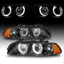 Black Dual Halo Projector Headlights For BMW E39 5-Series 528i/540i 1997-2003