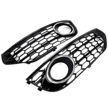 2x Fog Light Grille Cover For Audi A4 Allroad 2010-2016 ( Black Honeycomb + Chrome Ring )