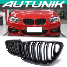 Glossy Black Front Kidney Grill Dual Slats for BMW 2 Series F22 M2 F87 F23 2014-2020
