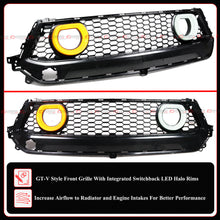 GT-V Style Front Mesh Grille w/ LED Halo Lights For 2024–2025 Ford Mustang GT Ecoboost
