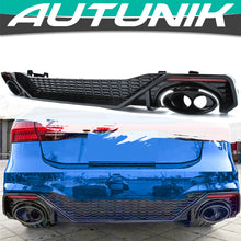 For 2019-2024 Audi C8 A7 S-line Gloss Black Rear Diffuser RS7 Style w/ Exhaust Tips Replacement