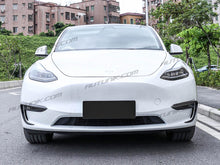 Carbon Fiber ABS Front Fog Light Trim Cover Eyebrow Covers Fit Tesla Model Y 2020 2021 2022 te12