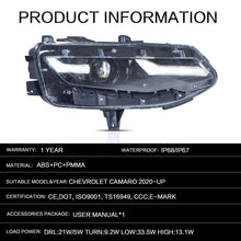 Pair LED Projector Headlights For 2019–2024 Chevy Camaro Coupe Convertible Left+Right