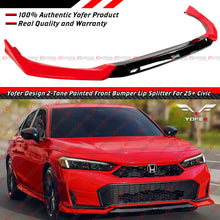 For 2025 Up Honda Civic Yofer Rallye Red Black 2 Tone Front Bumper Lip Splitter