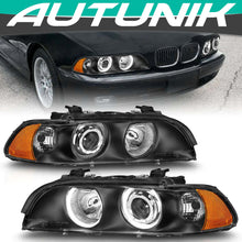 Black Dual Halo Projector Headlights For BMW E39 5-Series 528i/540i 1997-2003