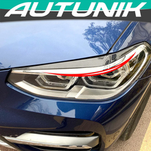 Carbon Black Headlight Eyelid Cover Trim For BMW X3 X4 G01 G02 2019-2022