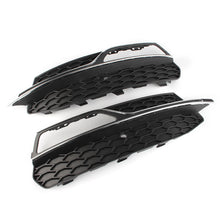 Front Lower Bumper Fog Light Cover For Audi A3 8V 2013-2016 ( Black Honeycomb + Chrome Stripe)