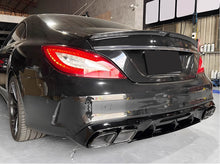 Gloss Black Rear Diffuser w/ Quad Exhaust Tips For 2015-2018 Mercedes CLS-Class W218 CLS550 CLS63 AMG Bumper