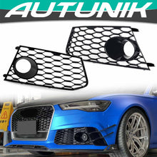Left+Right Side Bumper Fog Light Lamps Frame Grille Cover For Audi RS6 2014-2018