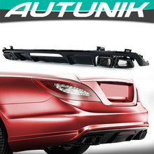 CLS63 Style Gloss Black Rear Diffuser + Exhaust Tips For Mercedes CLS W218 AMG Bumper 2015-2018