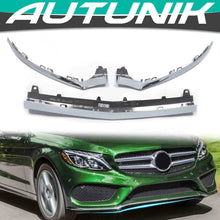 3pcs For Mercedes-Benz W205 AMG 2015-2018 Front Bumper Lip Lower Molding Trim Chrome