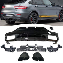 Gloss Black Rear Diffuser Exhaust Tips for Mercedes GLC X253 C253 Coupe GLC300 GLC43 2019-2022