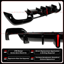 For 2019-2022 BMW G20 330i M340i CTM Gloss Black Rear Bumper Diffuser W/ LED Light