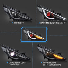 LED Projector Headlights Demon Eyes Dual Beam For Hyundai Sonata 2011-2014