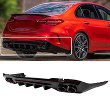 For 2022-2025 Mercedes W205 C200 C300 C43 AMG Sedan Gloss Black Rear Diffuser w/ Exhaust Tips C43 Style
