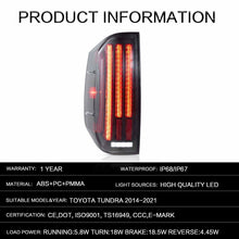 LED Tail Lights For 2014-2021 Toyota Tundra Rear Lamps w/ Sequential Pair