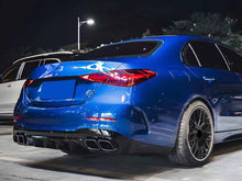 C63 Look Gloss Black Diffuser & Exhaust Tips For 2022-2025 Mercedes C-Class W206 C200 C300 C43 Sedan AMG Bumper