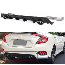 For 2016-2021 Honda Civic Sedan 4-Dr Dual Exhaust Rear Bumper Diffuser + Axle Back Pipes