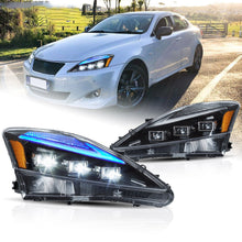 Left & Right LED Projector Headlights DRL for 2006–2014 Lexus IS250 IS350 ISF with Blue Start-up Animation