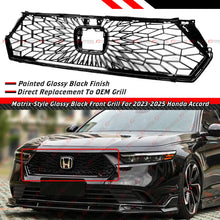 For 2023-2025 Honda Accord CY1 CY2 Matrix Mesh Style Gloss Black Front Grill Grille