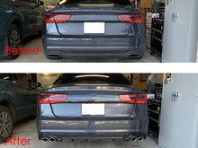 Gloss Black Rear Diffuser + Exhaust Tips For Audi A6 C7.5 Non-S-Line Sedan 2016-2018