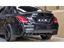 Gloss Black Rear Diffuser + Black Exhaust Tips For Mercedes W205 C250 C300 C450 C43 AMG Sedan 2015-2021