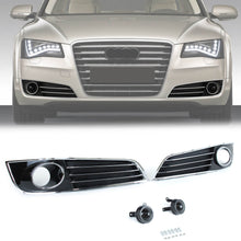 Chrome/Black Fog Light Cover Grille Trim w/ ACC Dummy Cap for 2011-2014 Audi A8 D4