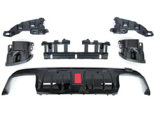 Black Rear Diffuser w/ LED + Black Exhaust Tips For 15-21 Mercedes W205 Sedan C300 C450 C43 AMG