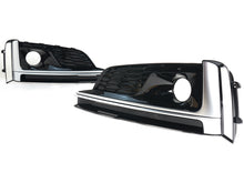 Left+Right Fog Light Grille Cover for Audi S5 / A5 S-Line 18-19 Black+Chrome
