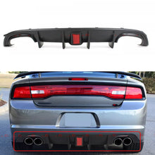 For 2012-2014 Dodge Charger Srt 8 Quad Exhaust Rear Bumper Diffuser W/ Red Reflector Primed Black