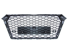 RS4 Style Badgeless Honeycomb Front Grille Gloss Black for 2017–2019 Audi A4 S4 B9