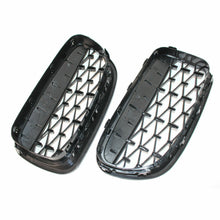 Gloss Black Chrome Diamond Front Kidney Grille Grill For BMW F10 528i 535i 4D M5 2011-2016