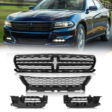 4PC Front Bumper Center Grille + Fog Light Bracket For 2015-2023 Dodge Charger SE SXT R/T
