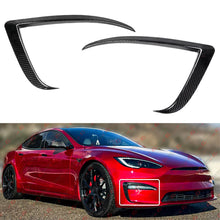 For 2021-2025 Tesla Model S Full Carbon Fiber Front Bumper Fog Light Garnish Trim
