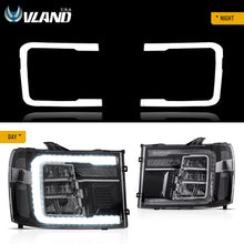 Pair DRL LED Reflector Headlights Assembly For 2007-2013 GMC Sierra 1500 SLE