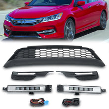 For 2016 2017 Honda Accord EX-L Bumper Lower Grille w/Chrome Fog Light Bezel 5PC
