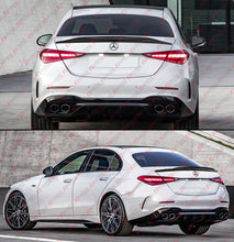 For 2022-2025 Mercedes W205 C200 C300 C43 AMG Sedan Gloss Black Rear Diffuser w/ Exhaust Tips C43 Style