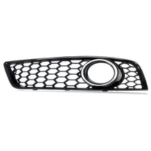 LH+RH Front Bumper Fog Light Grill Grille Cover For Audi A3 8P 2009-2012 (Black Honeycomb + Chrome Ring)