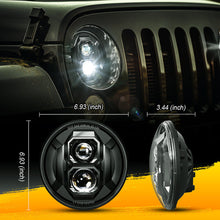 Pair 7" Round LED Headlights Hi Low Beam For Jeep Wrangler JK TJ LJ Black