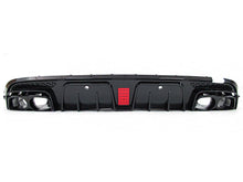 Black Rear Diffuser w/ LED + Black Exhaust Tips For 15-21 Mercedes W205 Sedan C300 C450 C43 AMG